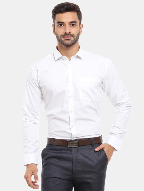 white solid formal shirt - 18615501 - Very Small Image - 1