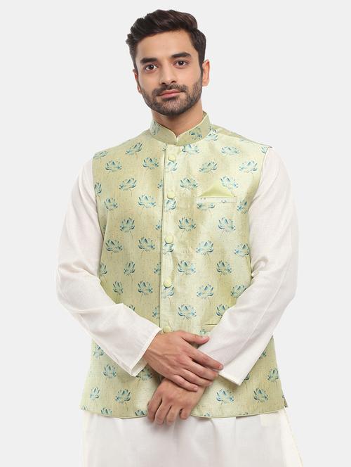 green floral nehru jacket - 18616320 - Very Small Image - 1