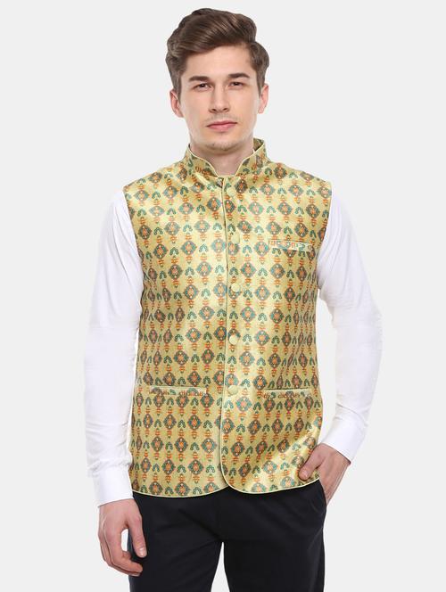 green floral nehru jacket - 18616323 - Very Small Image - 1