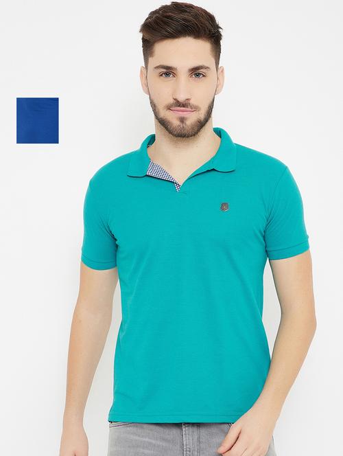 pack of 2 half sleeves solid polo neck t-shirt - 18616500 - Very Small Image - 1