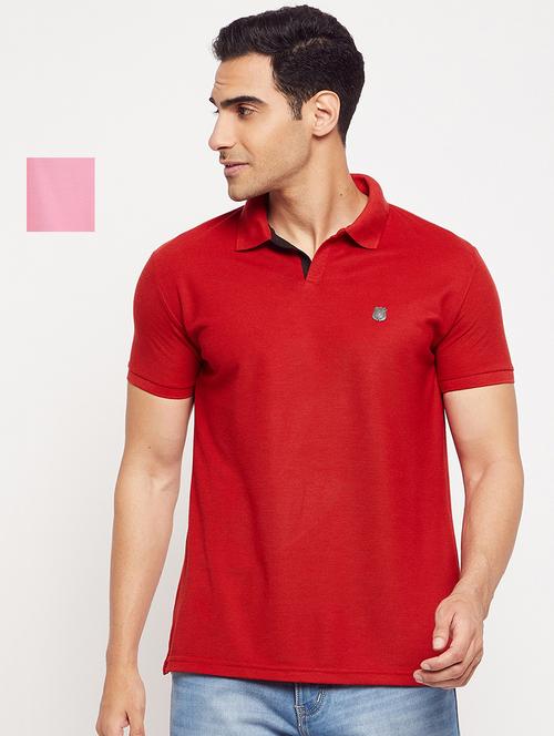 pack of 2 half sleeves solid polo neck t-shirt - 18616513 - Very Small Image - 1