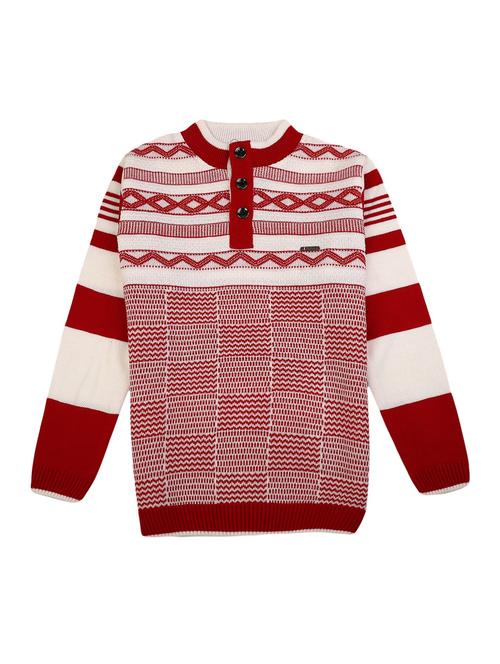 boys crew neck self design sweater - 18616610 - Very Small Image - 1