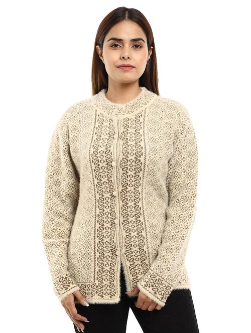 round neck self design cardigan - 18616767 - Very Small Image - 1