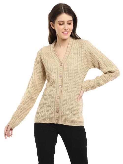 self design v neck cardigan - 18616769 - Very Small Image - 1