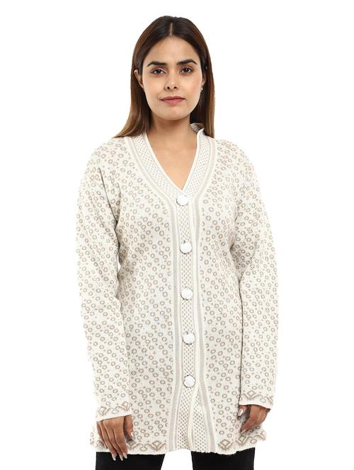 self design v neck cardigan - 18616806 - Very Small Image - 1