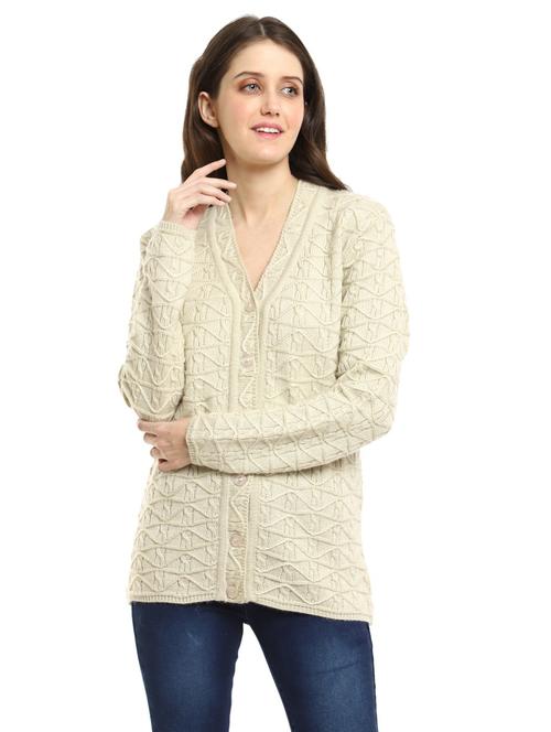 self design v neck cardigan - 18616807 - Very Small Image - 1