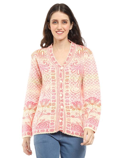 v-neck self design cardigan - 18616816 - Very Small Image - 1