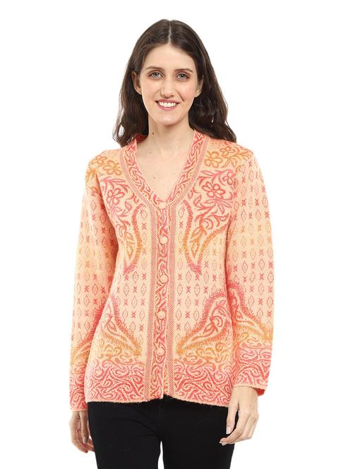 self design v neck cardigan - 18616821 - Very Small Image - 1