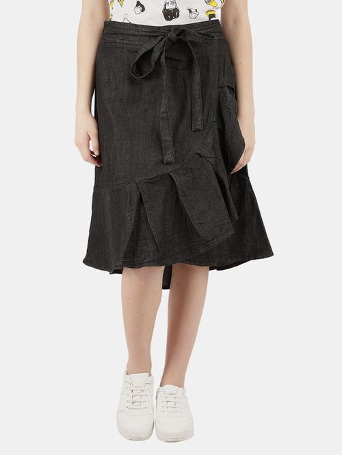 black solid wrap skirt - 18617005 - Very Small Image - 1