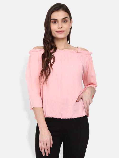 cold shoulder solid blouson top  - 18617100 - Very Small Image - 1