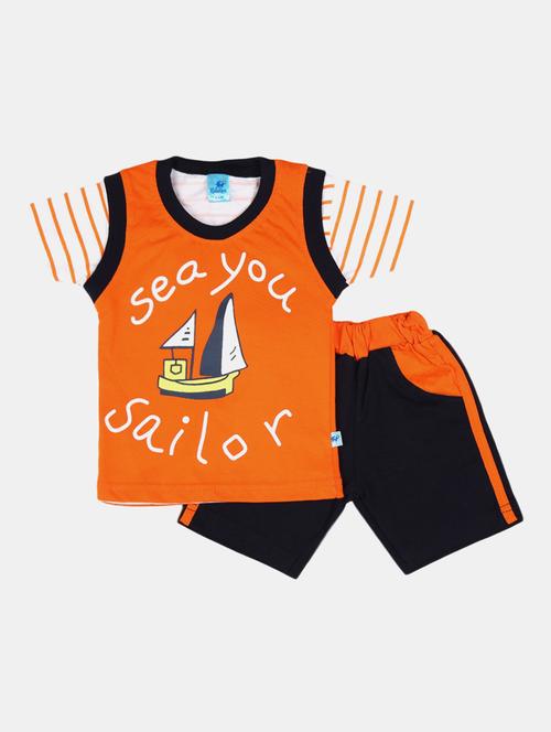 Boys Round Neck Printed Shorts Set - 18617694 - Very Small Image - 1