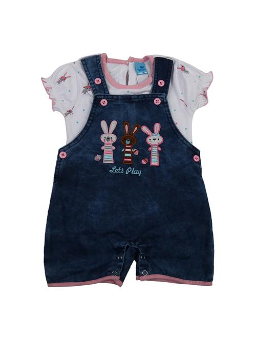 girls round neck printed dungree - 18617695 - Very Small Image - 1