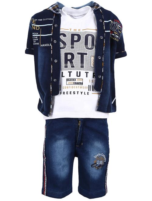 boys hooded neck printed three fourth set - 18618981 - Very Small Image - 1