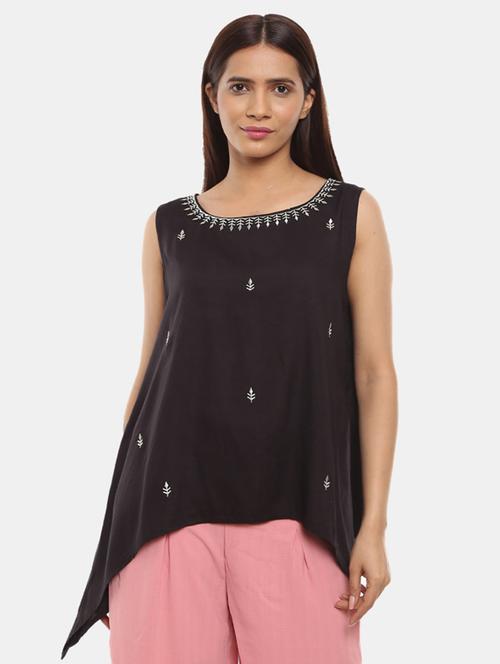 women's asymmetric round neck top - 18619139 - Very Small Image - 1
