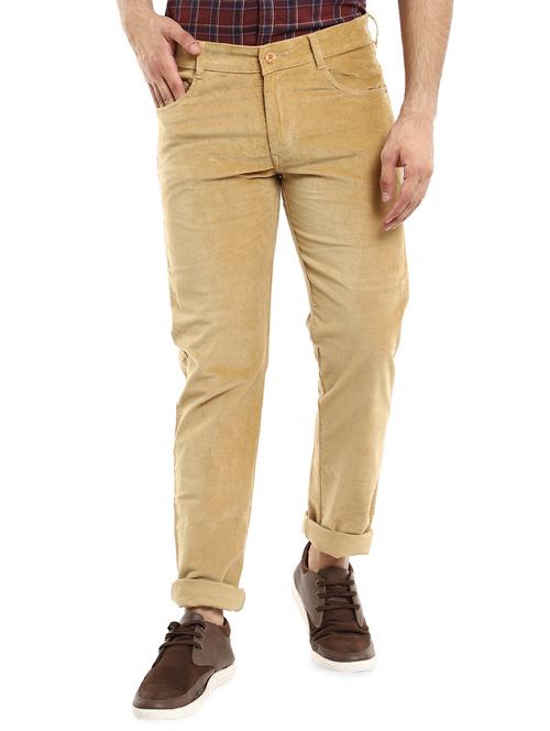 beige solid chinos casual trouser - 18620337 - Very Small Image - 1