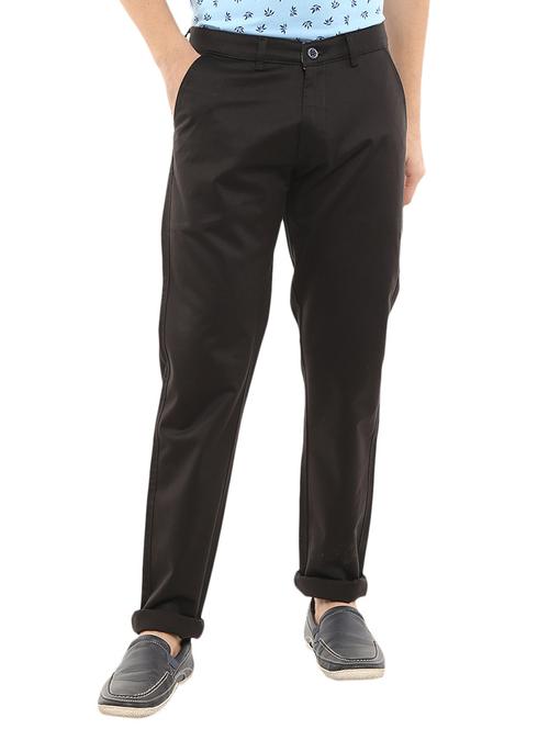 black solid chinos casual trouser - 18620342 - Very Small Image - 1