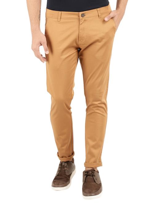 brown solid chinos casual trouser - 18620469 - Very Small Image - 1
