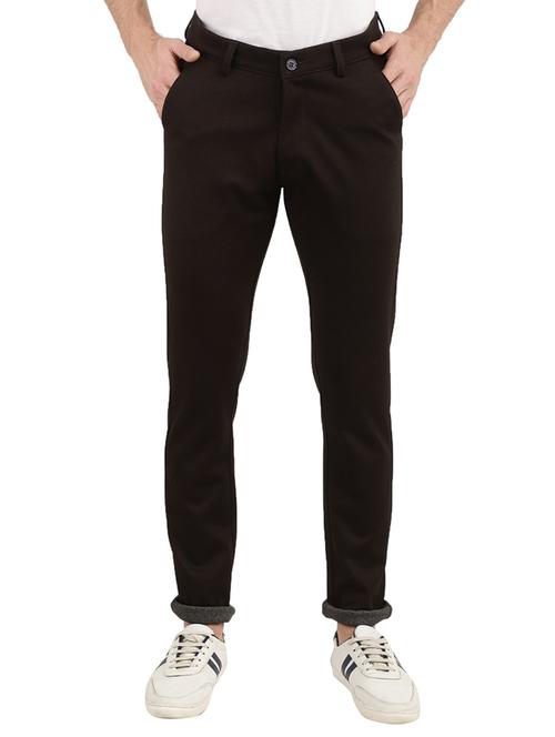 brown solid chinos casual trouser - 18620475 - Very Small Image - 1