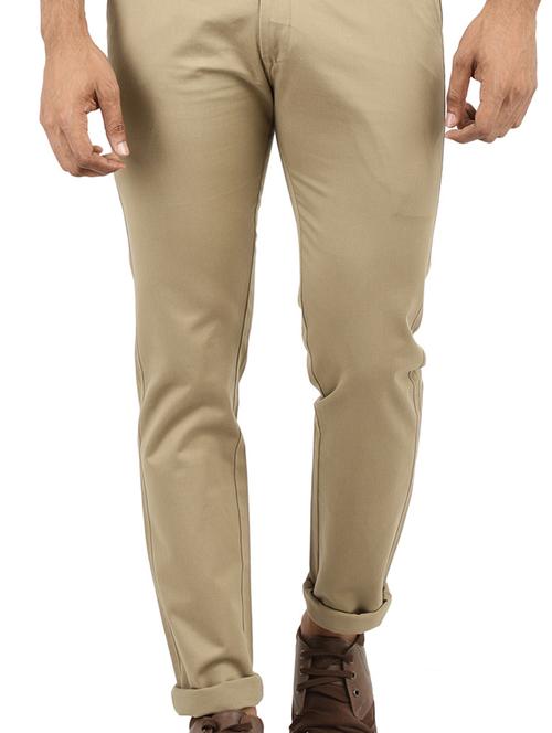 beige solid chinos casual trouser - 18620491 - Very Small Image - 1