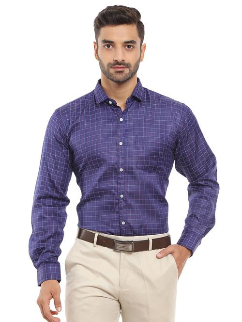 navy blue checkered formal shirt - 18620646 - Very Small Image - 1