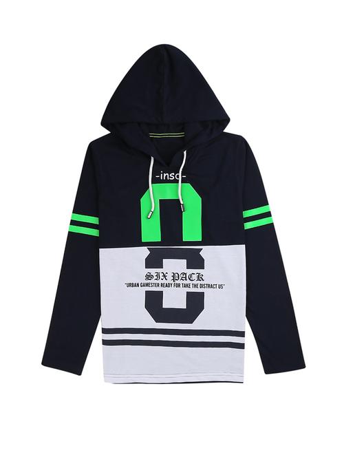 boys hooded neck color blocked t-shirt - 18620726 - Very Small Image - 1