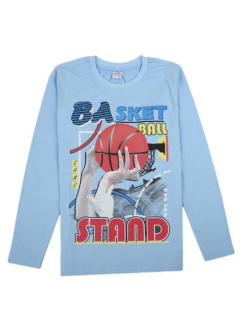 light blue printed round neck t-shirt - 18620833 - Very Small Image - 1