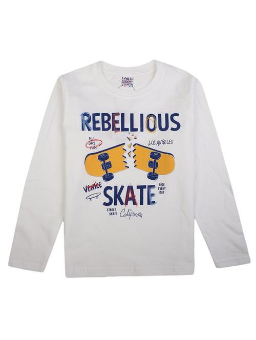 white printed round neck t-shirt - 18620855 - Very Small Image - 1