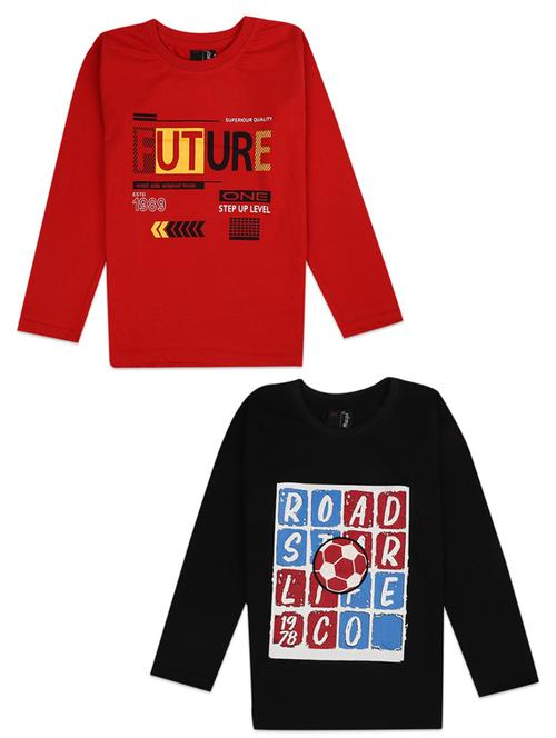 pack of 2 boys round neck printed t-shirt - 18620922 - Very Small Image - 1