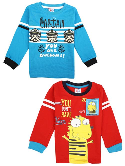 pack of 2 boys round neck printed t-shirt - 18621025 - Very Small Image - 1