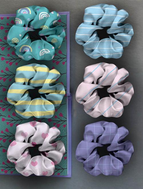 pack of 6 multicolored scrunchies - 18621351 - Very Small Image - 1