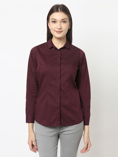 maroon solid regular shirt - 18622024 - Very Small Image - 1