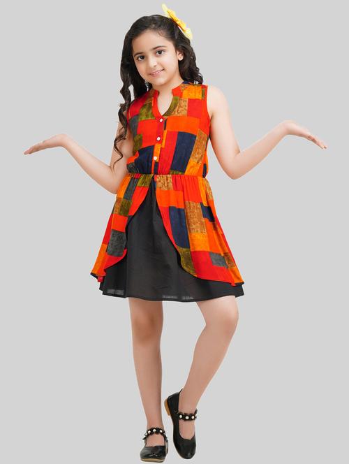 girls mandarin collar sleeveless frock - 18627096 - Very Small Image - 1