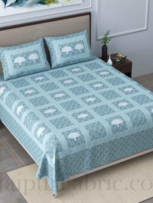 jaipur fabric earth pastel blue king size pure cotton bedsheet with 2 pillow covers - 18627463 - Very Small Image - 1