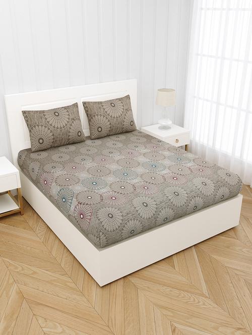 dark choco premium cotton king size double bedsheet with 2 pillow covers - 18627538 - Very Small Image - 1