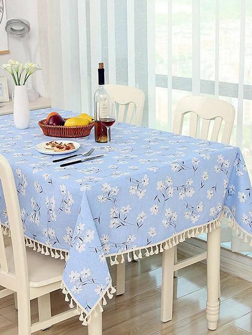 rectangle tablecloth cotton linen table cloth dust-proof  (140x180cm, blue daisy) - 18629093 - Very Small Image - 1