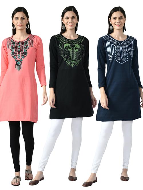 pack of 3 printed straight kurti - 18629677 - Very Small Image - 1