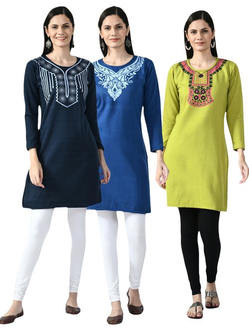 pack of 3 printed straight kurti - 18629689 - Very Small Image - 1
