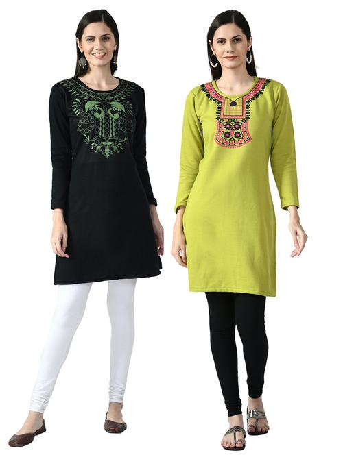 pack of 2 printed straight kurti - 18629712 - Very Small Image - 1