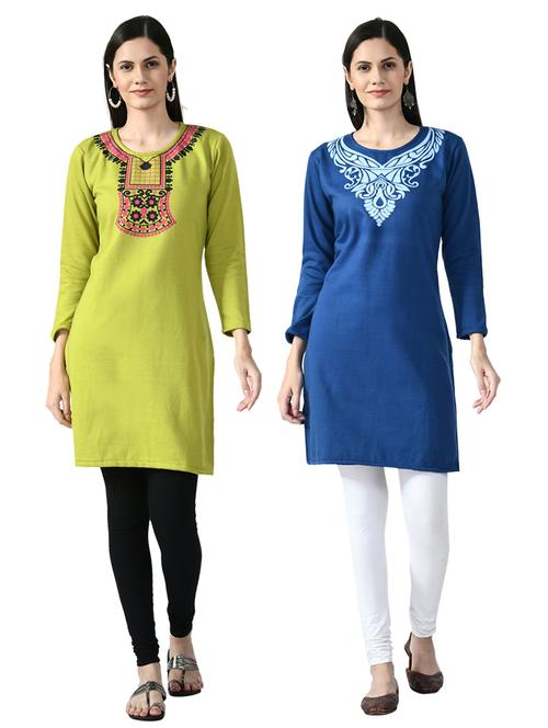 pack of 2 printed straight kurti - 18629722 - Very Small Image - 1