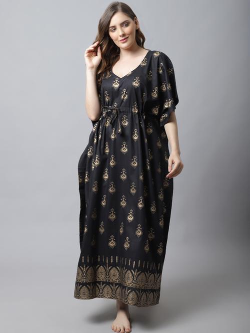 black printed kaftan - 18629798 - Very Small Image - 1