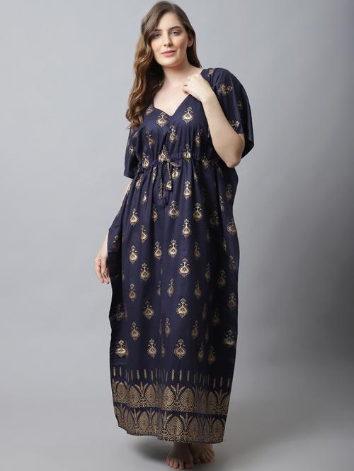 drawstring waist foil printed kaftan - 18629801 - Very Small Image - 1