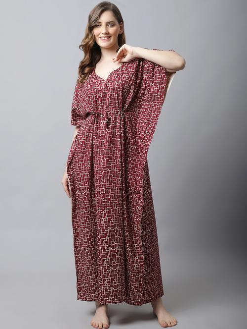 drawstring waist printed kaftan - 18629807 - Very Small Image - 1
