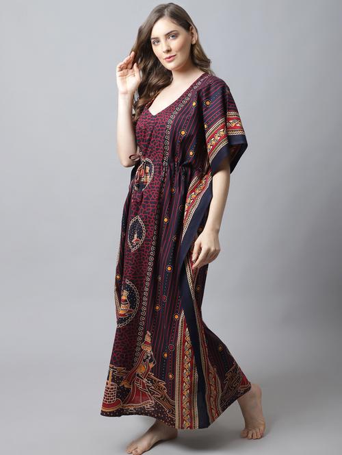 drawstring waist printed kaftan - 18629814 - Very Small Image - 1