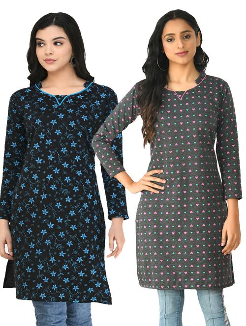 pack of 2 printed straight kurti - 18632749 - Very Small Image - 1