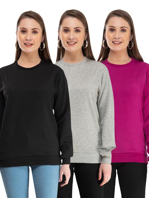 women's solid sweatshirt combo - 18632849 - Very Small Image - 1