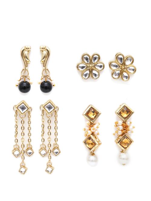 set of 4 gold plated earring - 18633004 - Very Small Image - 1