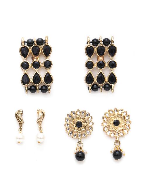 set of 3 handcrafted kundan earrings - 18633027 - Very Small Image - 1