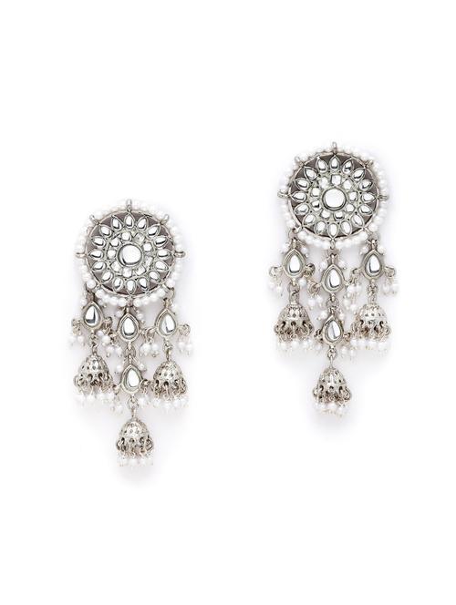 white metal earring - 18633438 - Very Small Image - 1
