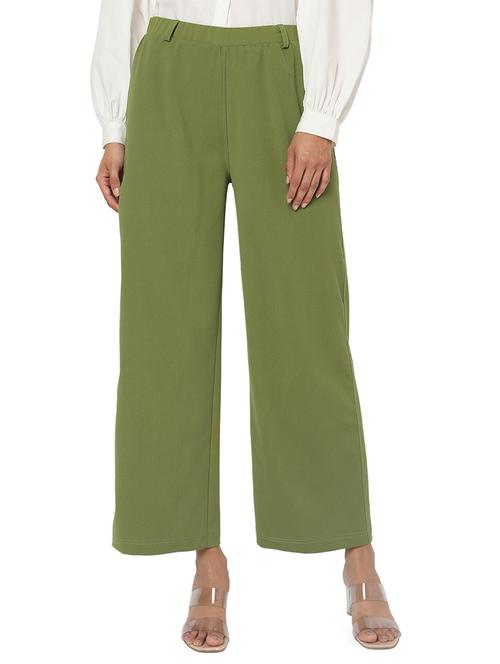green lycra flat front trouser - 18633513 - Very Small Image - 1
