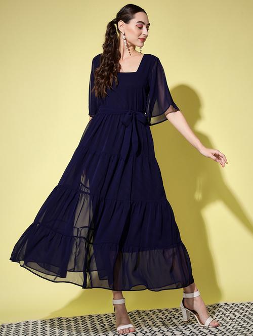 women's tiered dress solid dress - 18634008 - Very Small Image - 1